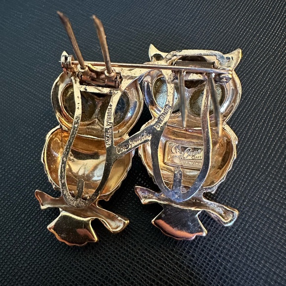 Coro brooch Duette Birds owl A Katz Des 1944s Sterling silver Enamel - Picture 9 of 13